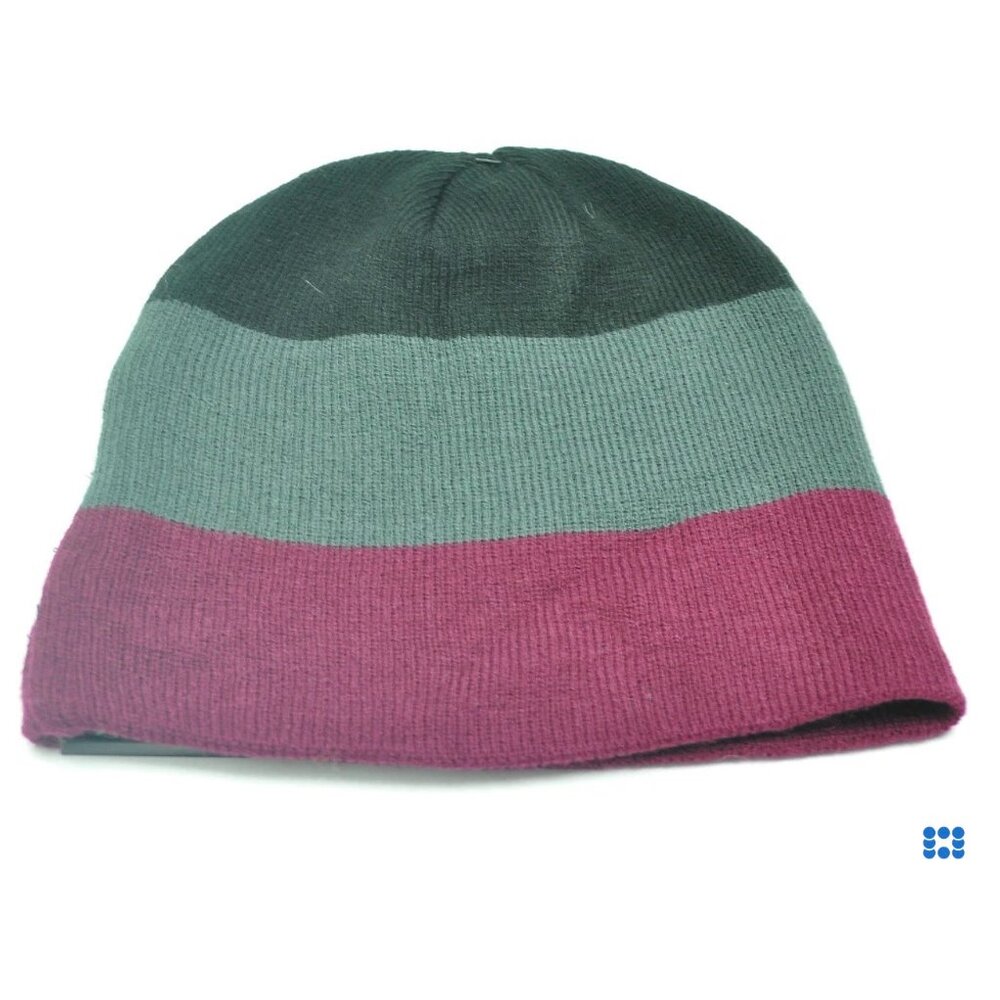 Men's Burgundy/Charcoal Gray/Black Color Block Beanie Hat